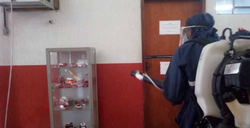Guarda Municipal atua na descontaminação da sede do Batalhão de Bombeiros