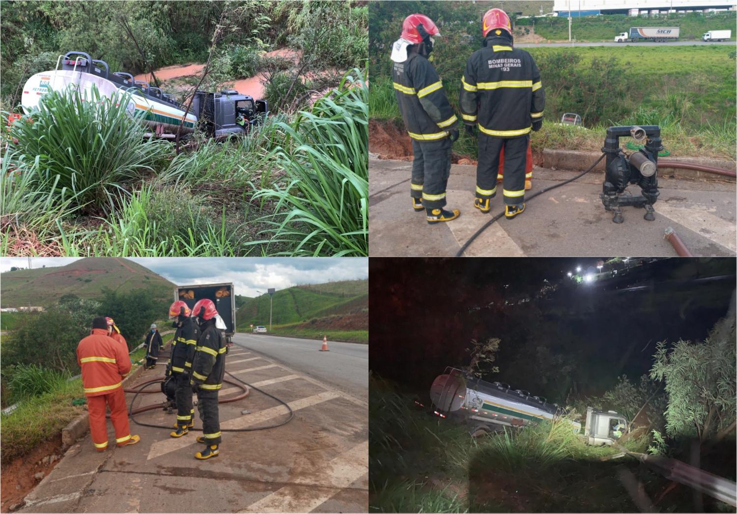 Caminhão com carregamento de etanol tomba na BR-040