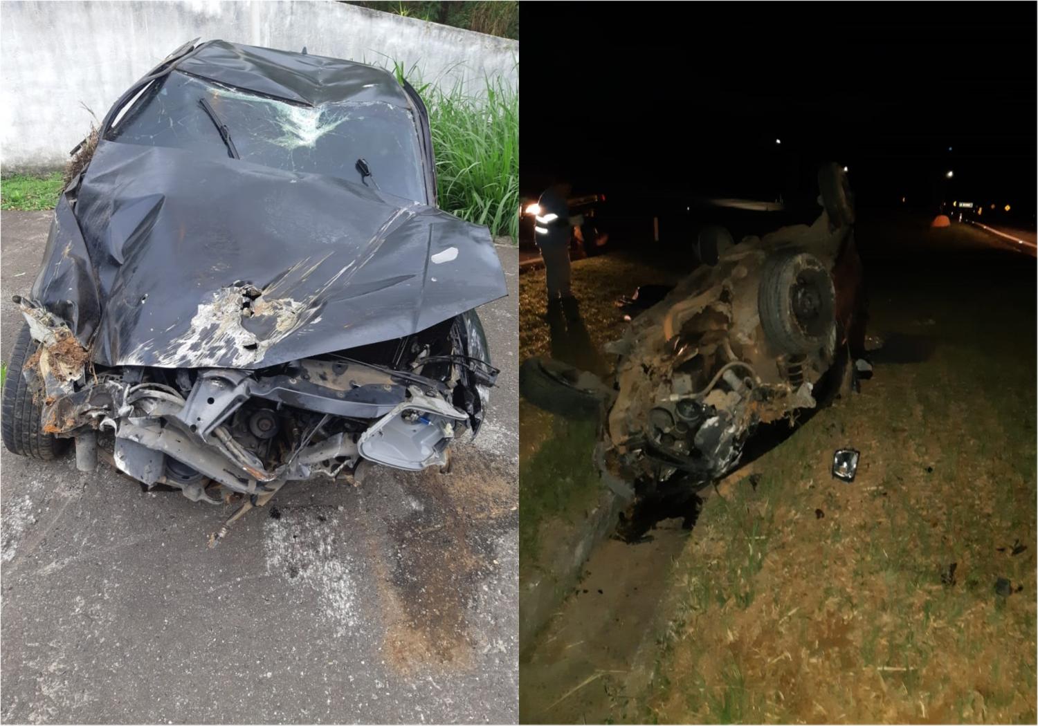 Homem morre na BR-040 após seu carro capotar e sair da pista