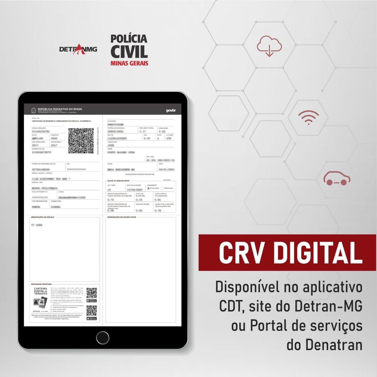 POLÍCIA CIVIL IMPLANTA NOVOS DOCUMENTOS DIGITAIS DE VEÍCULOS EM MINAS GERAIS