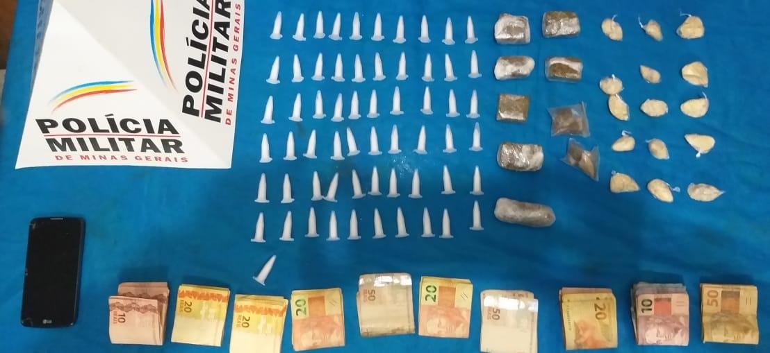 Jovem é preso com materiais ilícitos e quase mil reais