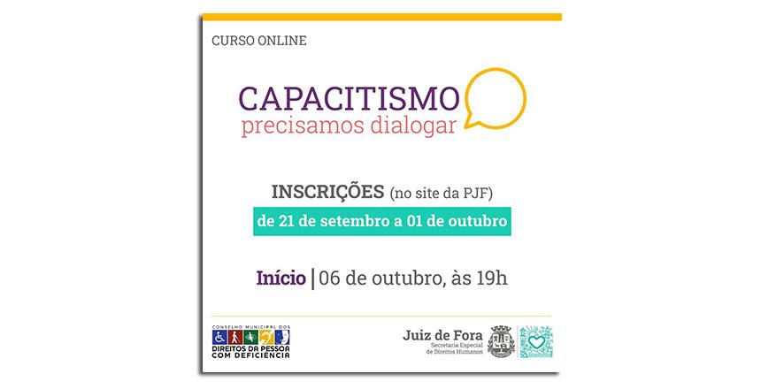 Curso “Capacitismo: precisamos dialogar” encerra as inscrições nesta sexta, 1º