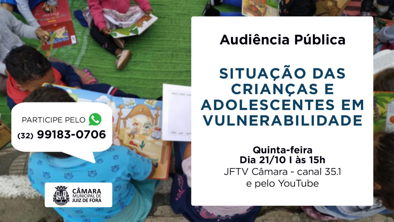 Vulnerabilidade de crianças e adolescentes será pauta de Audiência Pública