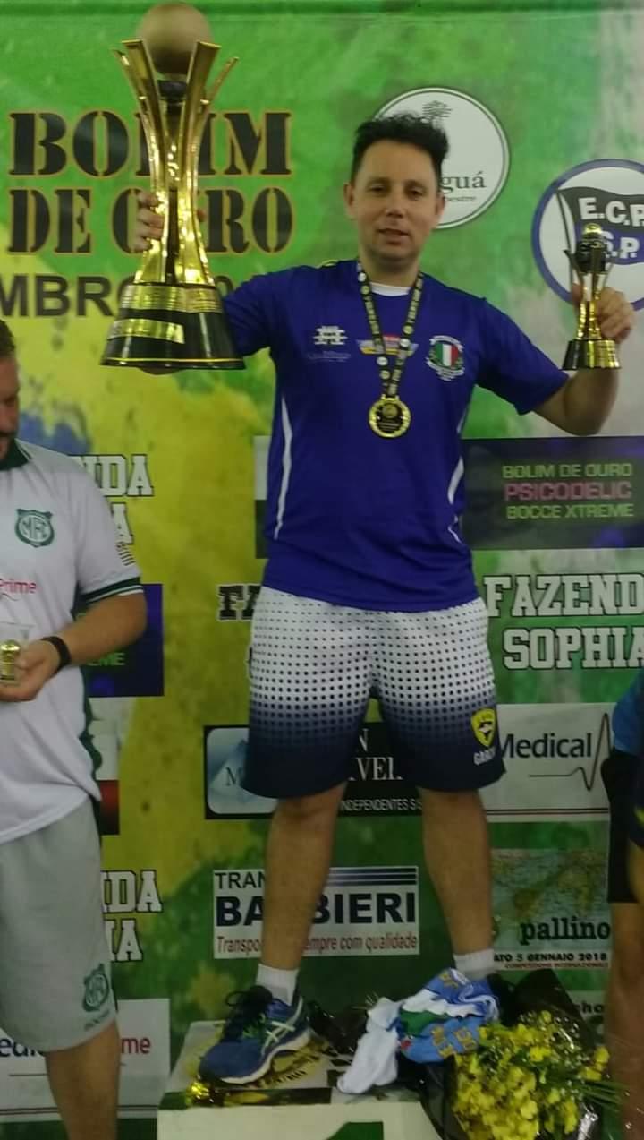 Catarinense Valdecir Garcia foi campe&atilde;o da edi&ccedil;&atilde;o de 2018 representando a Bocha Casa D'Italia JF. Foto: Arquivo Bolim de Ouro. 