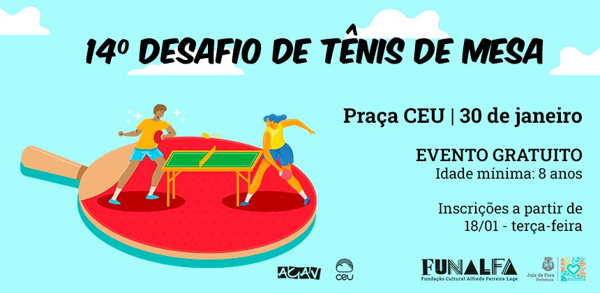 Inscrições para o Desafio de Tênis de Mesa da Praça CEU serão abertas nesta terça, 18