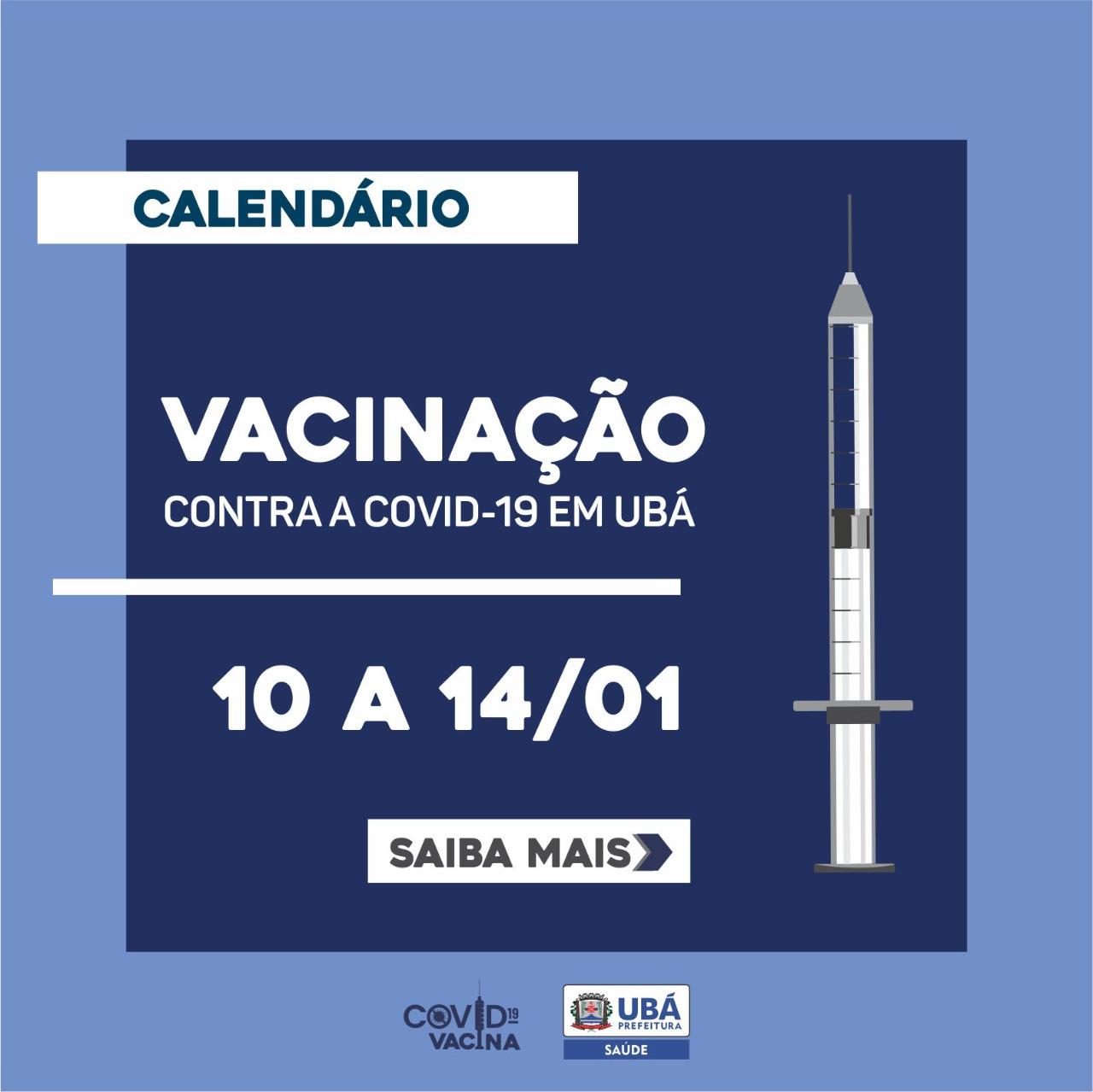 Ubá divulga novo calendário da vacinação contra Covid-19.