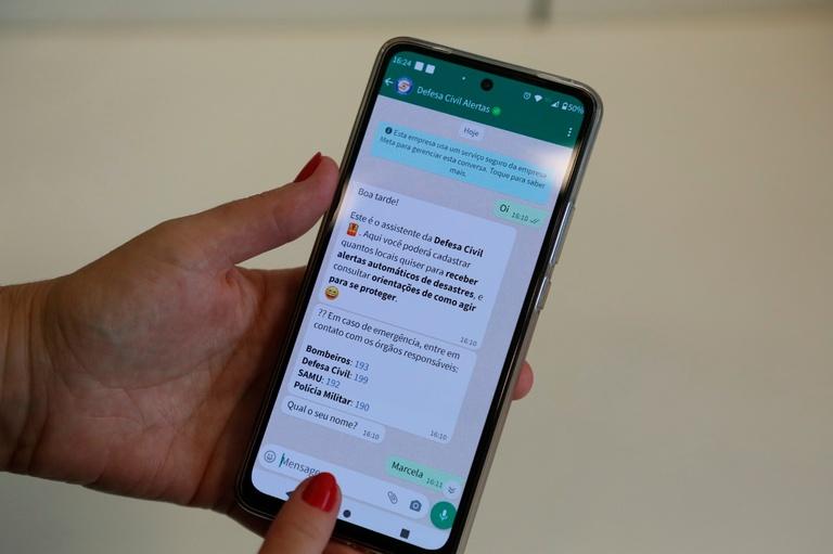 Defesa Civil disponibiliza alertas via Whatsapp