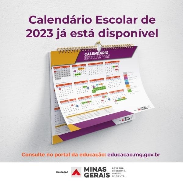 Educação divulga Calendário Escolar 2023 da rede pública estadual de Minas Gerais