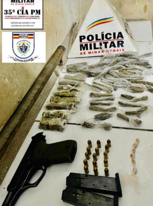 Policiais Militares de Minas Gerais encontram drogas e uma pistola na residência de um menor de idade em Ubá