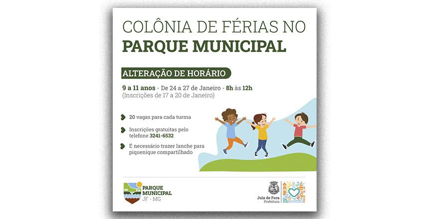 Colônia de Férias do Parque Municipal para crianças de 9 a 11 anos tem alteração de horário
