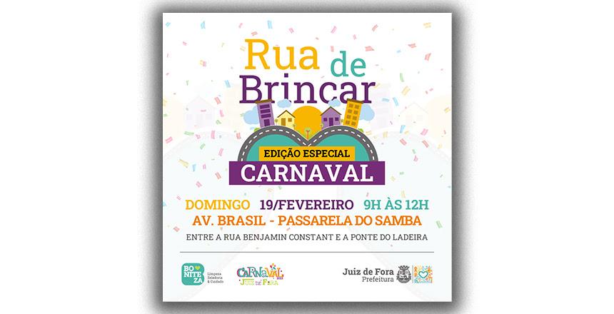 “Rua de Brincar” na Avenida Brasil terá edição especial de Carnaval neste domingo, 19