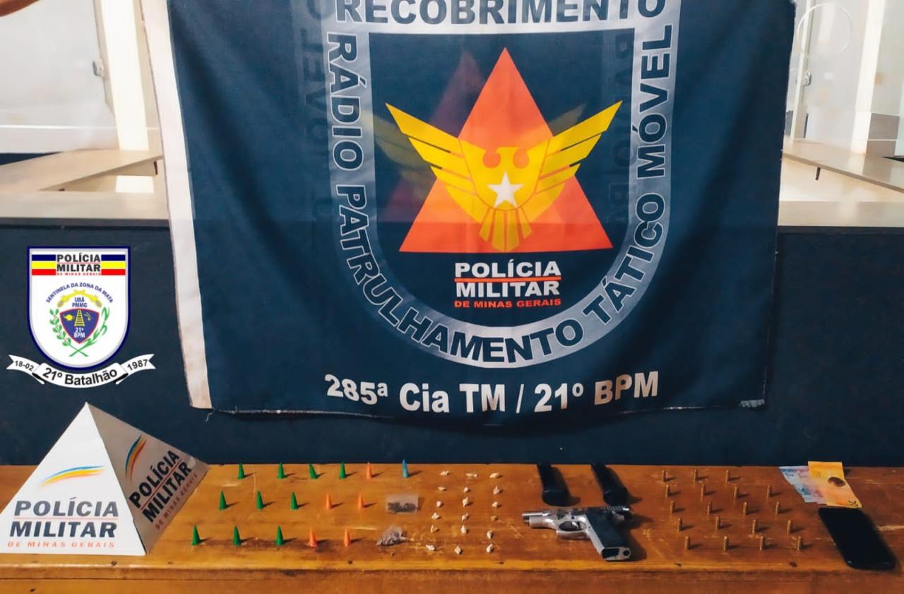 POLÍCIA MILITAR PRENDE AUTOR DE TRÁFICO ILÍCITO DE DROGAS/PORTE ILEGAL ARMA FOGO EM UBÁ
