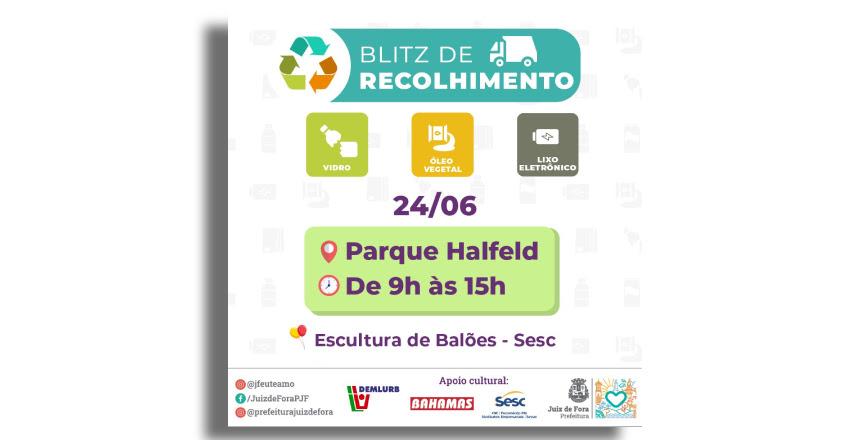 PJF promove blitz de recolhimento de materiais recicláveis no Parque Halfeld neste sábado, 24