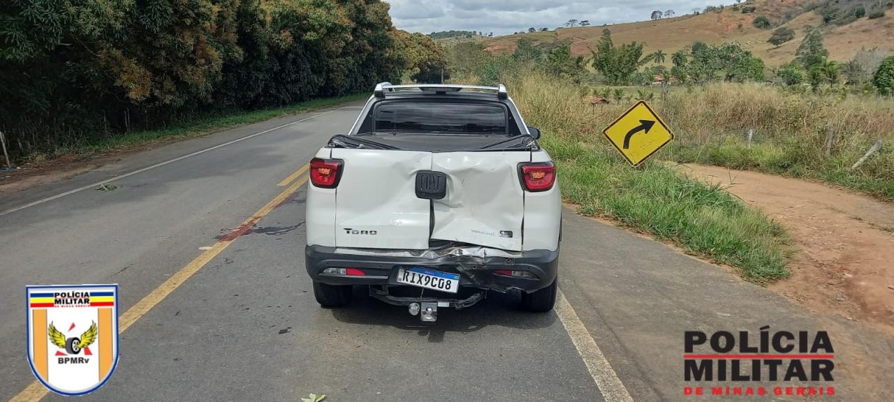 Acidente envolvendo uma caminhonete e uma moto deixa motociclista com lesões graves em Piraúba
