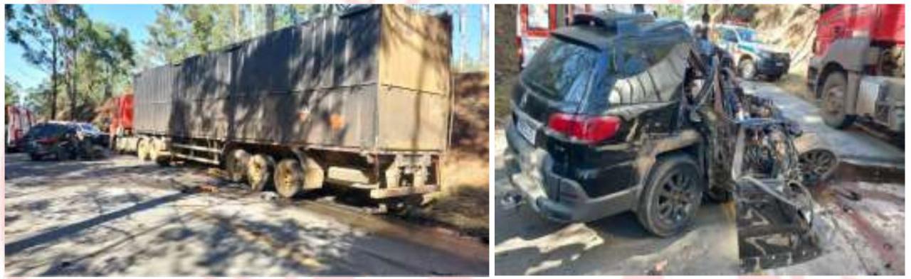 Acidente fatal em São Tiago/MG: Três mortos em colisão entre caminhão e Fiat Pálio clonado
