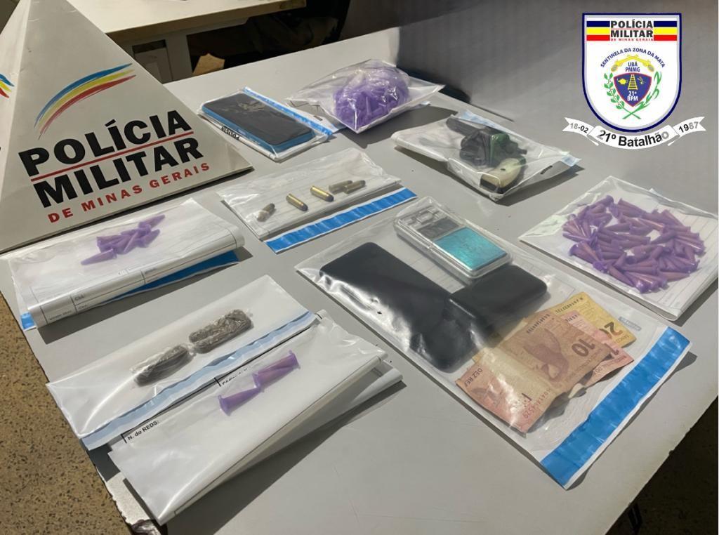POLÍCIA MILITAR PRENDE AUTORES DE TRÁFICO DE DROGAS EM PIRAÚBA, UBÁ e VISCONDE DO RIO BRANCO