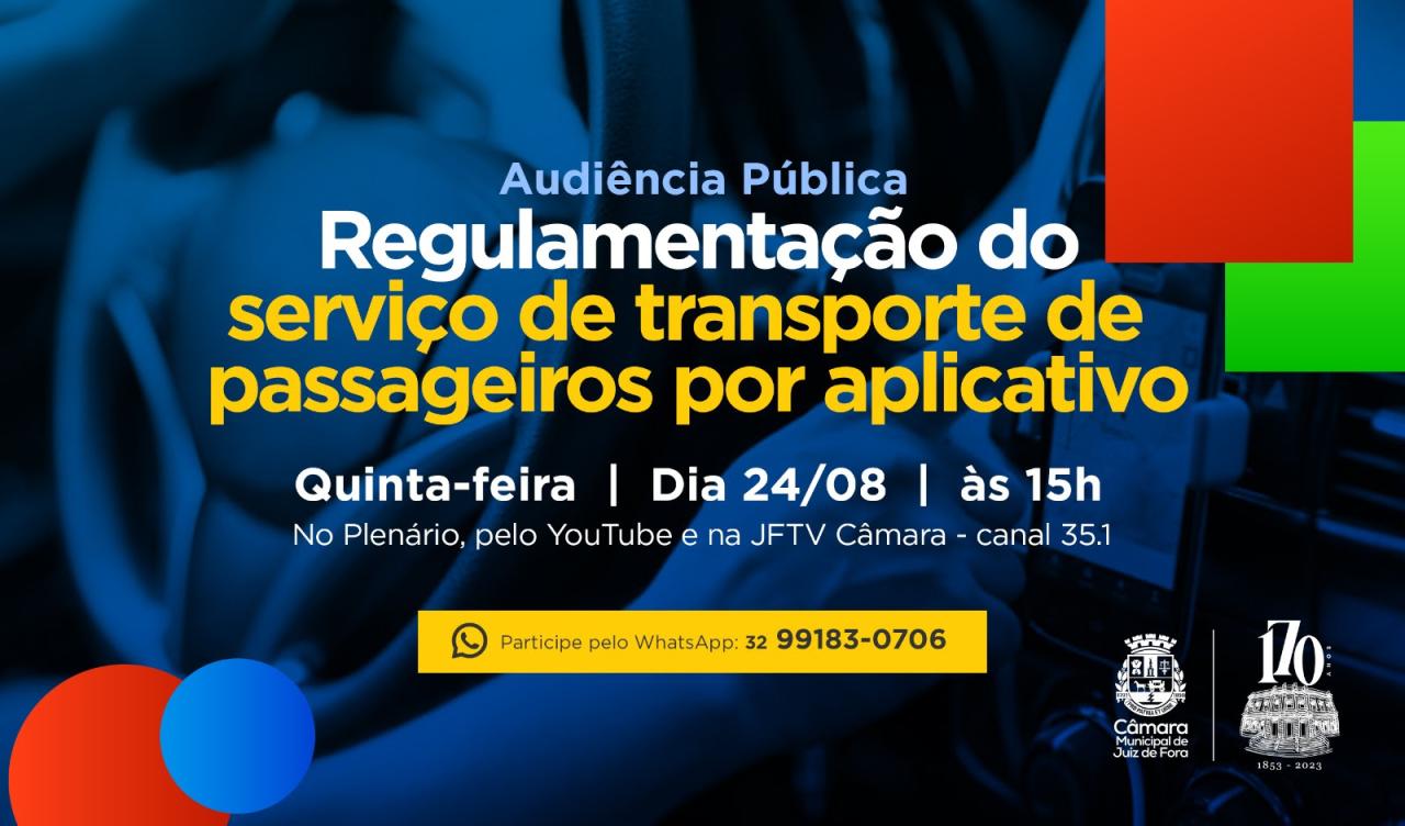 Câmara promoverá Audiência Pública sobre serviço de transporte por aplicativos
