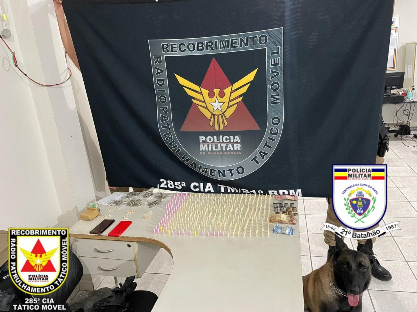 PM apreende 337 pinos de cocaína em Ubá