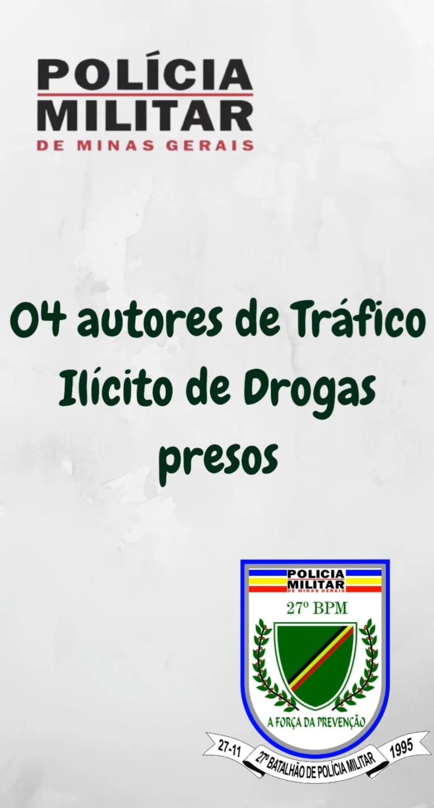 Quatro pessoas são presas por tráfico de drogas em Minas Gerais