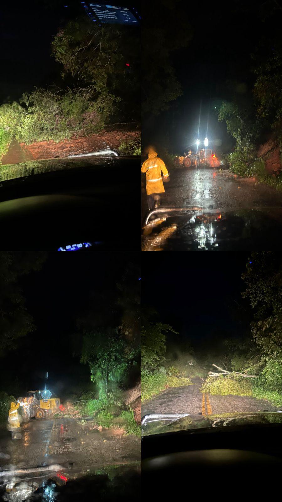 Bombeiros militares desobstruem diversos trechos da MG-132 com apoio da prefeitura de Alto Rio Doce-MG
