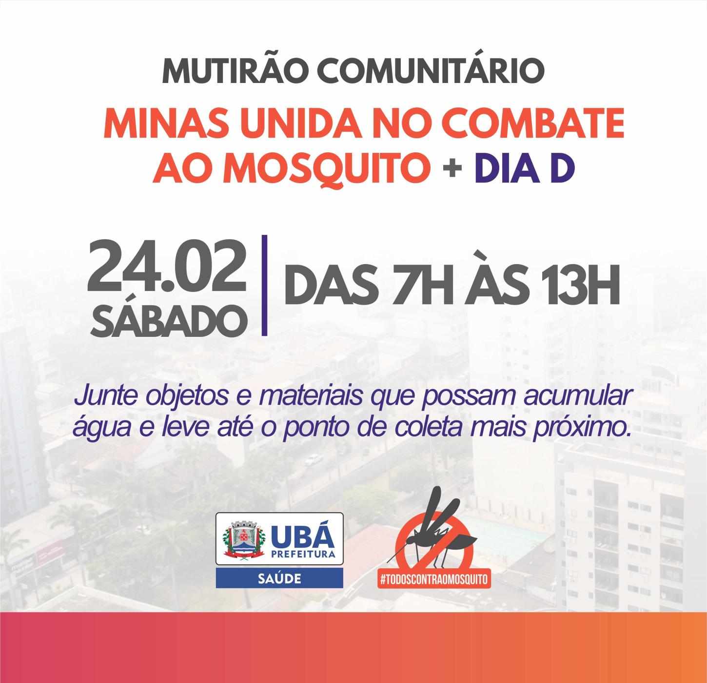 Mutirão comunitário em Ubá reúne esforços contra o Aedes neste sábado (24)