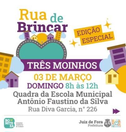 “Rua de Brincar” tem edição especial no próximo domingo, 3, no Três Moinhos