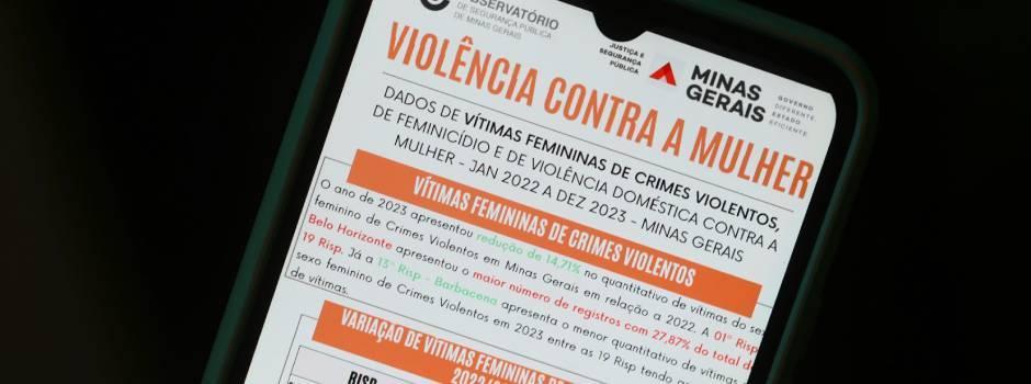 Estudo aponta redução de 14,7% no número de mulheres vítimas de crimes violentos em Minas Gerais