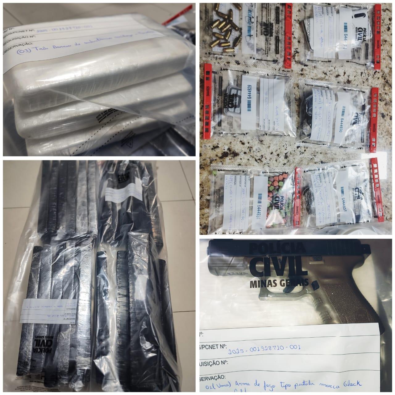 Homem foge, e mulher é presa com drogas e armas em Barbacena