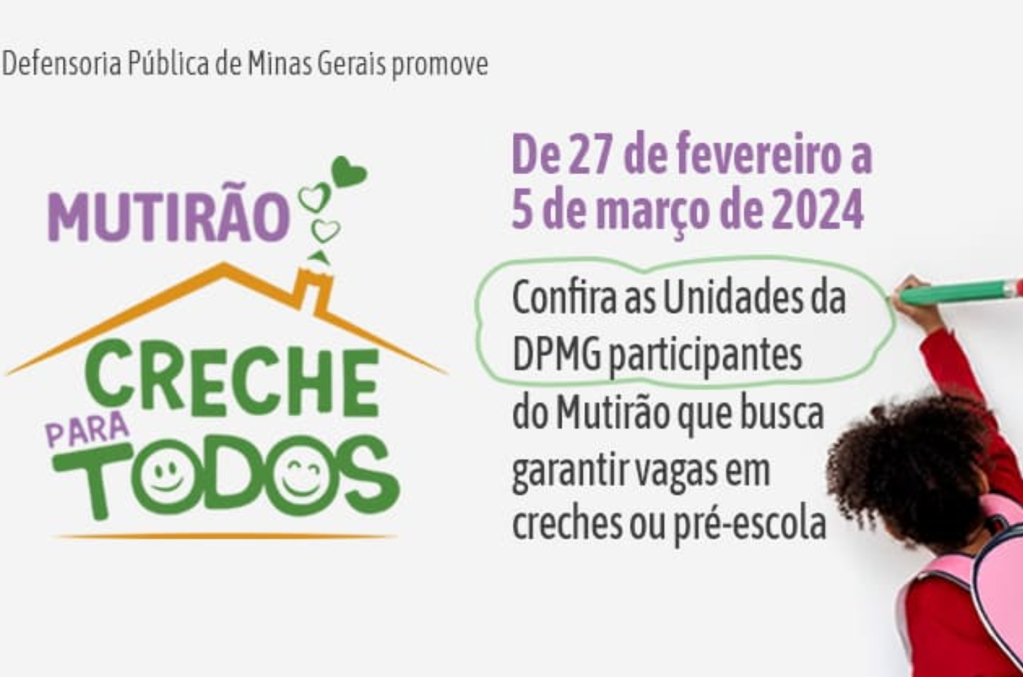 Inscrições para o Mutirão Creche para Todos começam em 27 de janeiro em Juiz de Fora