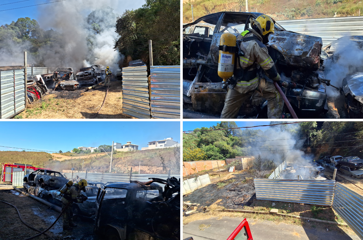 Incêndio destrói ao menos 12 carros em ferro-velho de São João del-Rei