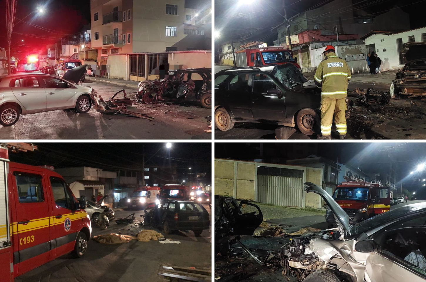 Mulher fica presa às ferragens após colisão frontal em Barbacena; outra vítima teve ferimentos leves