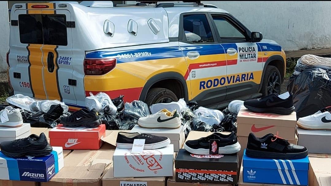 PRv apreende mais de 2 mil pares de tênis avaliados em R$ 288 mil em Ouro Branco
