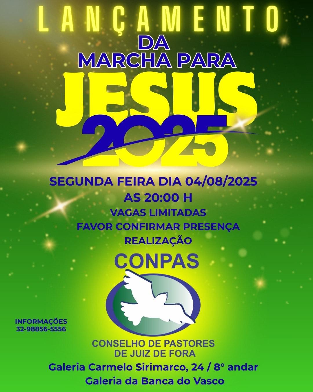 Marcha para Jesus 2025 será lançada oficialmente em Juiz de Fora no dia 4 de agosto