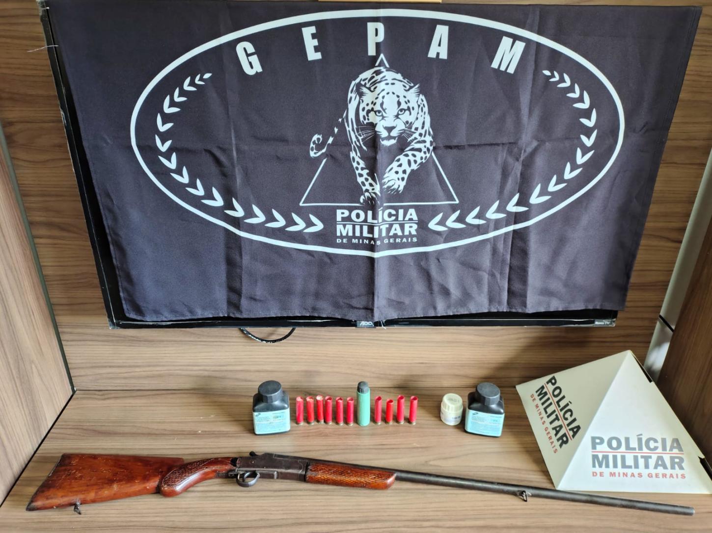 Polícia Militar apreende arma e munições em Rodeiro e prende homem de 55 anos