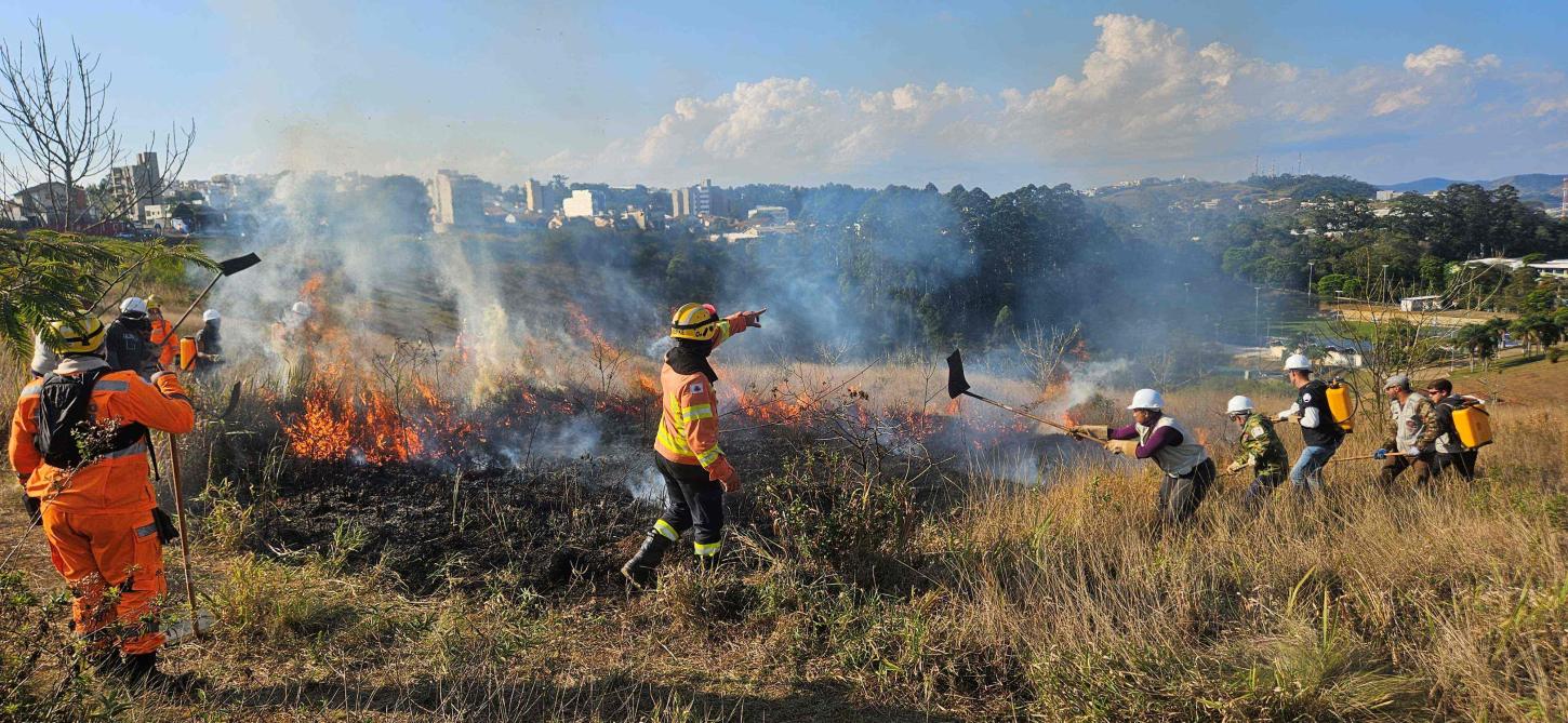 Simulação de incêndio encerra curso de brigadistas no Parque da Lajinha