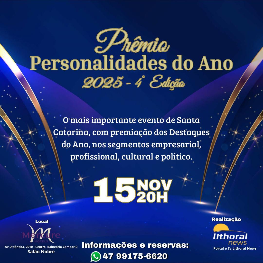 Prêmio Personalidades do Ano acontece em novembro em Balneário Camboriú
