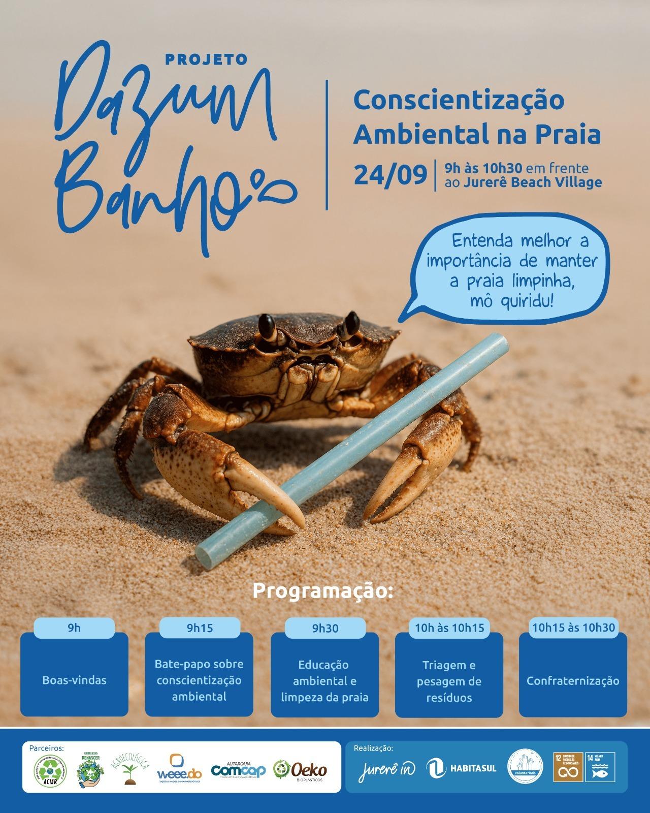 Projeto Dazum Banho promove conscientização ambiental na praia de Jurerê