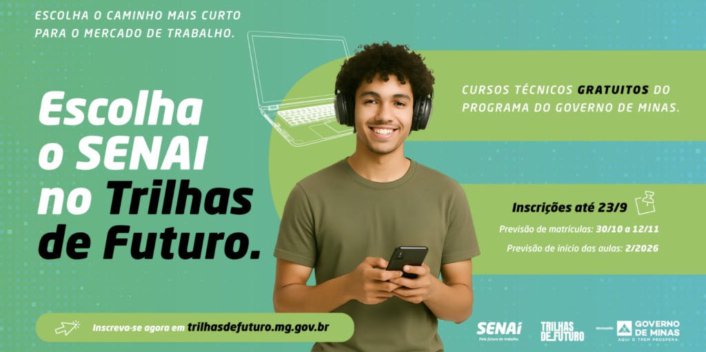 SENAI oferece cursos técnicos gratuitos em Minas Gerais pelo programa Trilhas de Futuro