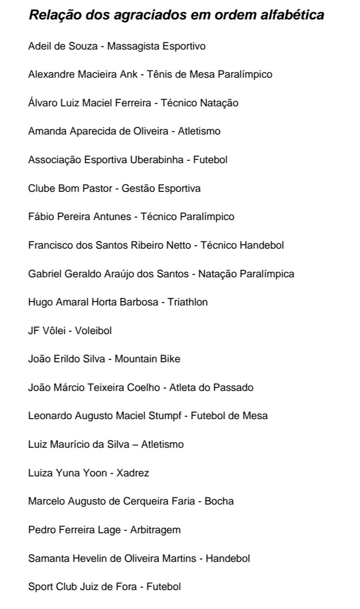 Fonte: Panathlon Club Juiz de Fora. 