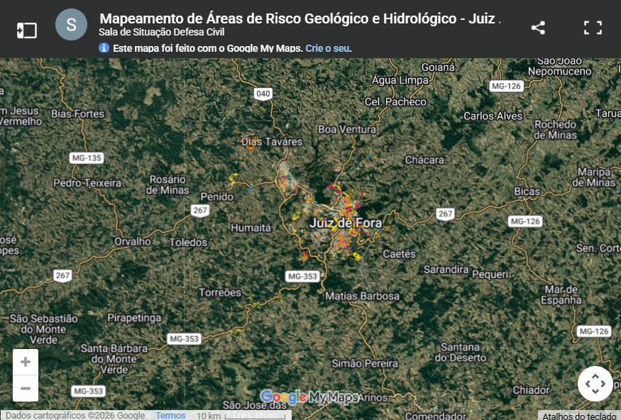 Defesa Civil de Juiz de Fora monitora áreas de risco com mapeamento em tempo constante