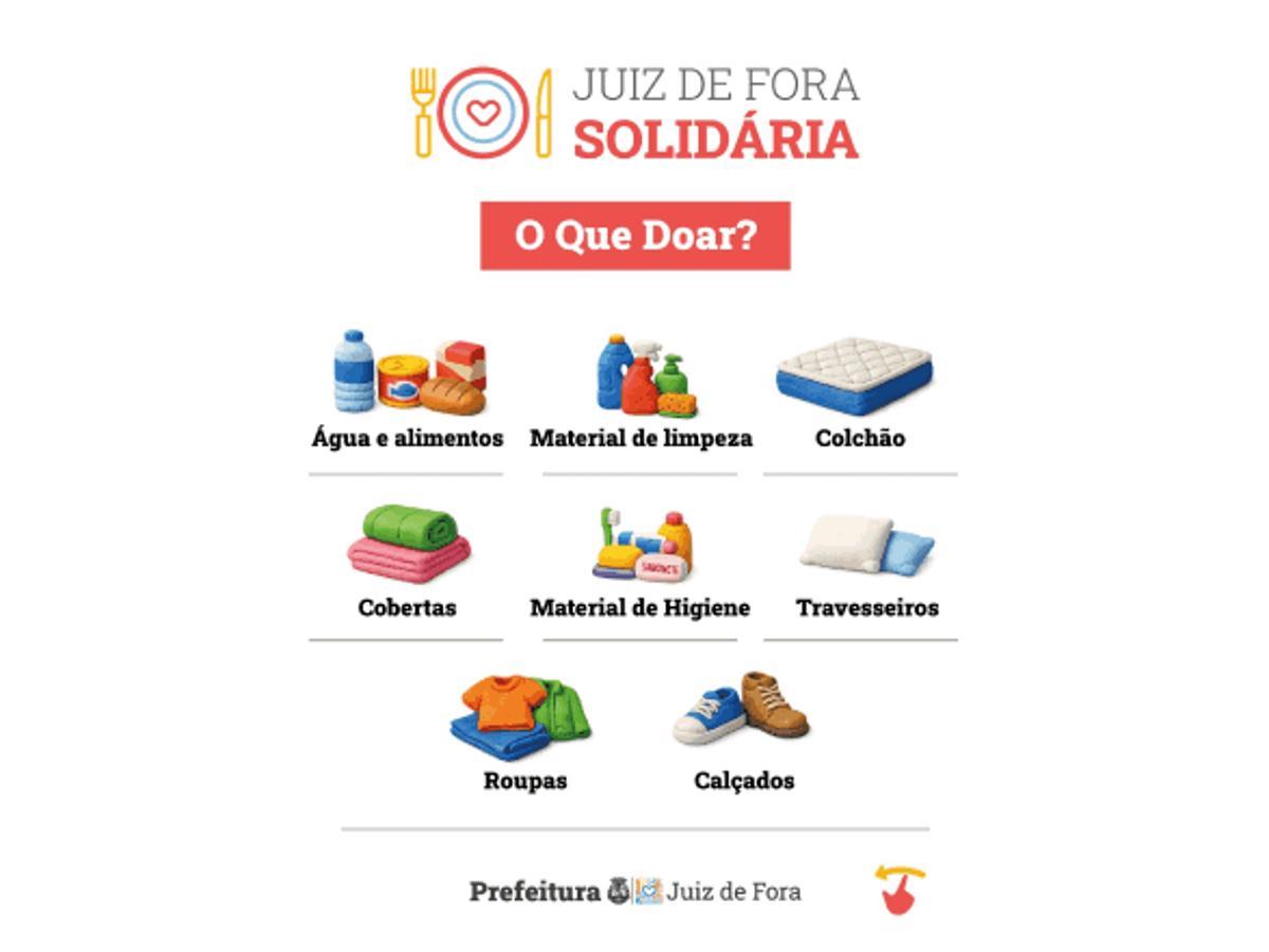Prefeitura de Juiz de Fora atualiza lista de itens prioritários para doação nesta sexta-feira