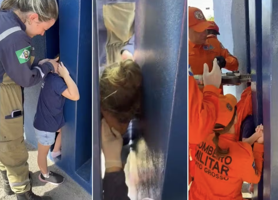 Criança prende cabeça em viga e mobiliza resgate dos Bombeiros em escola