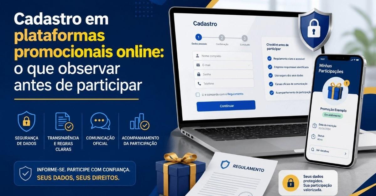 Cadastro em plataformas promocionais online: o que observar antes de participar