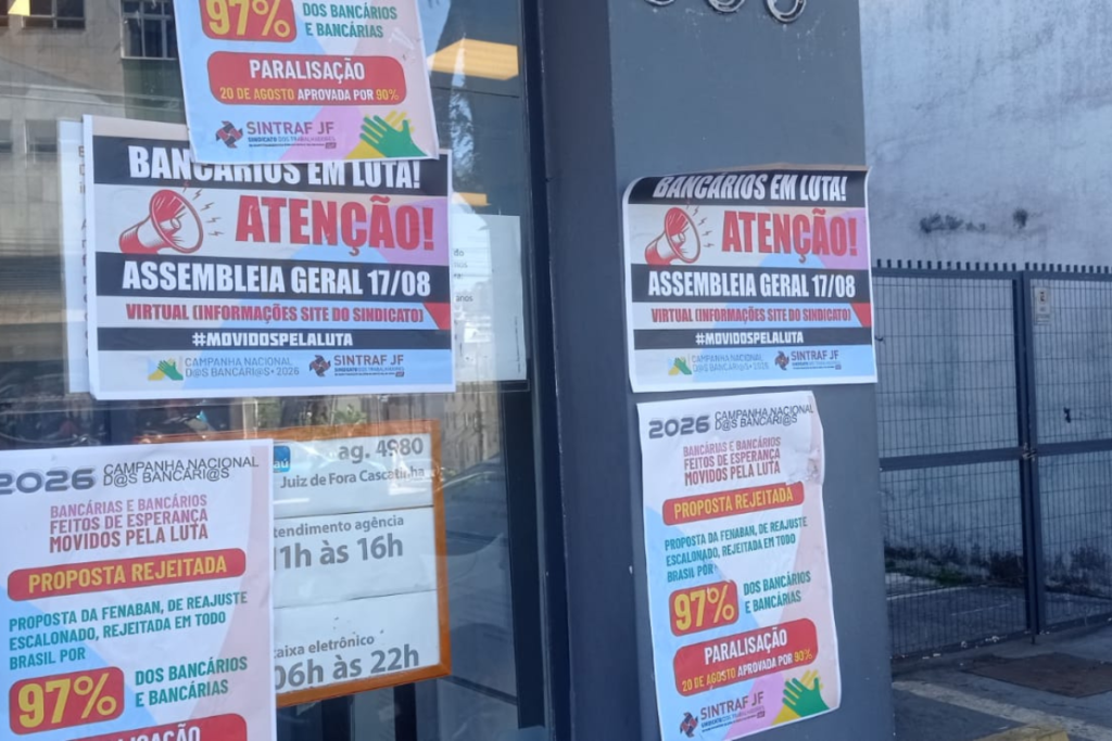 Bancários param nesta quinta-feira em Juiz de Fora por reajuste e empregos