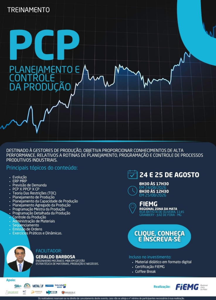 FIEMG Zona da Mata promove treinamento de Planejamento e Controle da Produção em Juiz de Fora