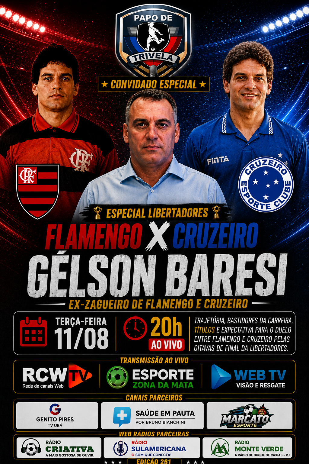 Gélson Baresi será o convidado do Papo de Trivela nesta terça-feira
