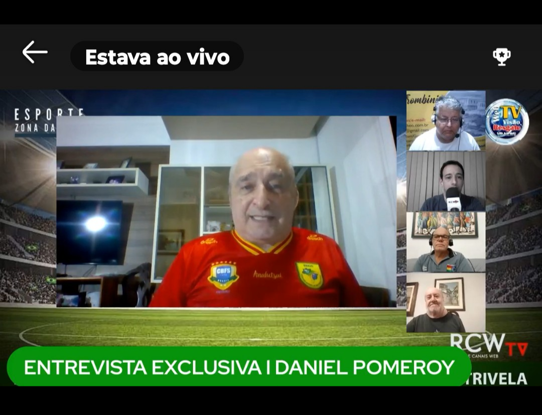 Daniel Pomeroy participou do Papo de Trivela e compartilhou experiências acumuladas em mais de cinco décadas dedicadas ao esporte. Foto: Reprodução Papo de Trivela.