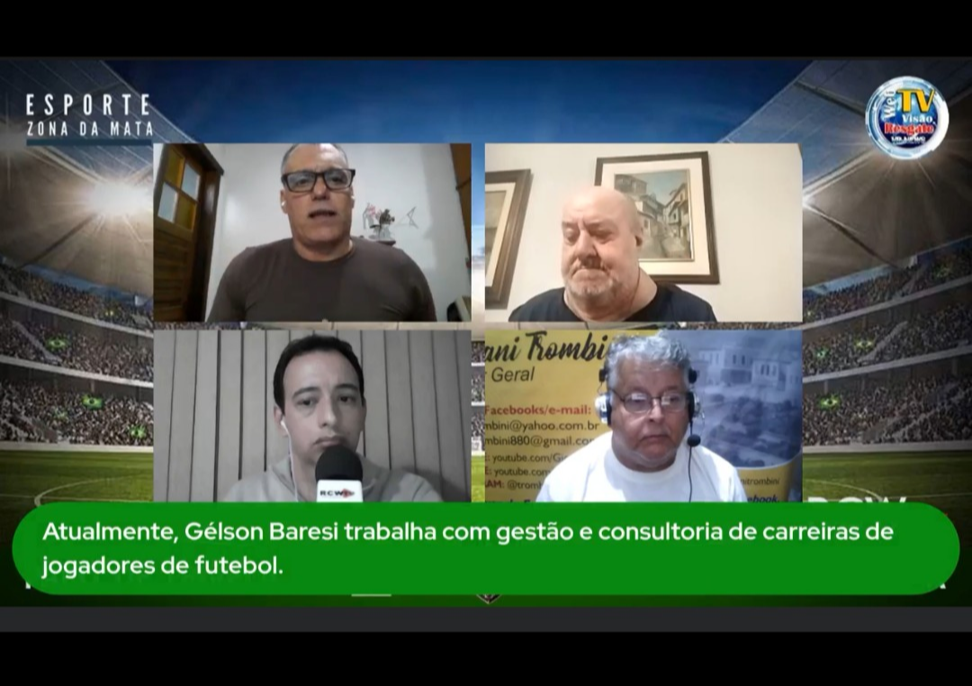 Durante a entrevista, Gélson Baresi defendeu maior participação de ex-jogadores capacitados na formação dos atletas nas categorias de base. Foto: Reprodução RCW TV.