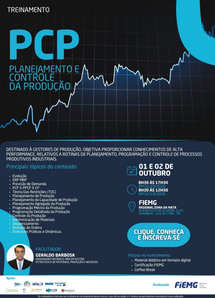 FIEMG Regional oferece curso de planejamento da produção em Juiz de Fora