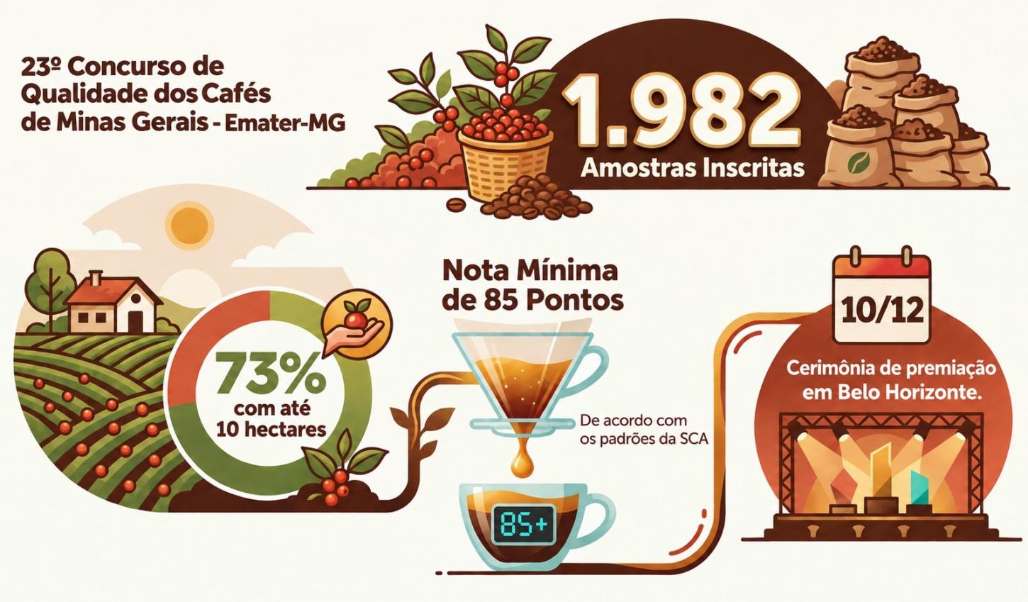 Concurso de cafés de Minas Gerais bate recorde com quase 2 mil amostras